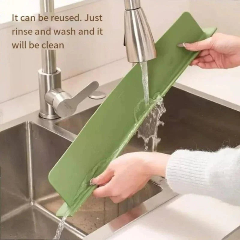Kitchen Sink Splash Guard - Soft Silicone - Double Suction Grip - Large 16 Inch Size